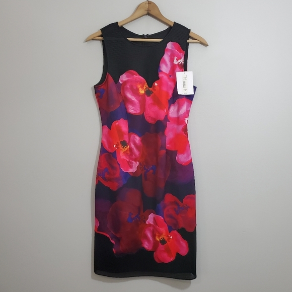 NWT Belle Badgley Mischka Floral Print Sheath Dress - Picture 1 of 4